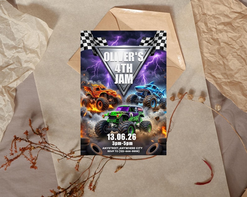 printable invitation,canva invitation,birthday party invit,monster jam birthday,kids birthday invite,monster truck theme,monster truck party,truck birthday party,monster truck invite,monster jam invite,birthday invitation,digital invitation,editable invitation