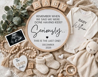 Funny Pregnancy Announcement – Boho Last Baby Reveal Editable Social Media Digital Template