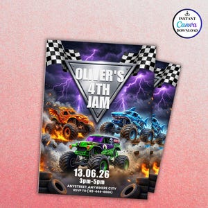 printable invitation,canva invitation,birthday party invit,monster jam birthday,kids birthday invite,monster truck theme,monster truck party,truck birthday party,monster truck invite,monster jam invite,birthday invitation,digital invitation,editable invitation