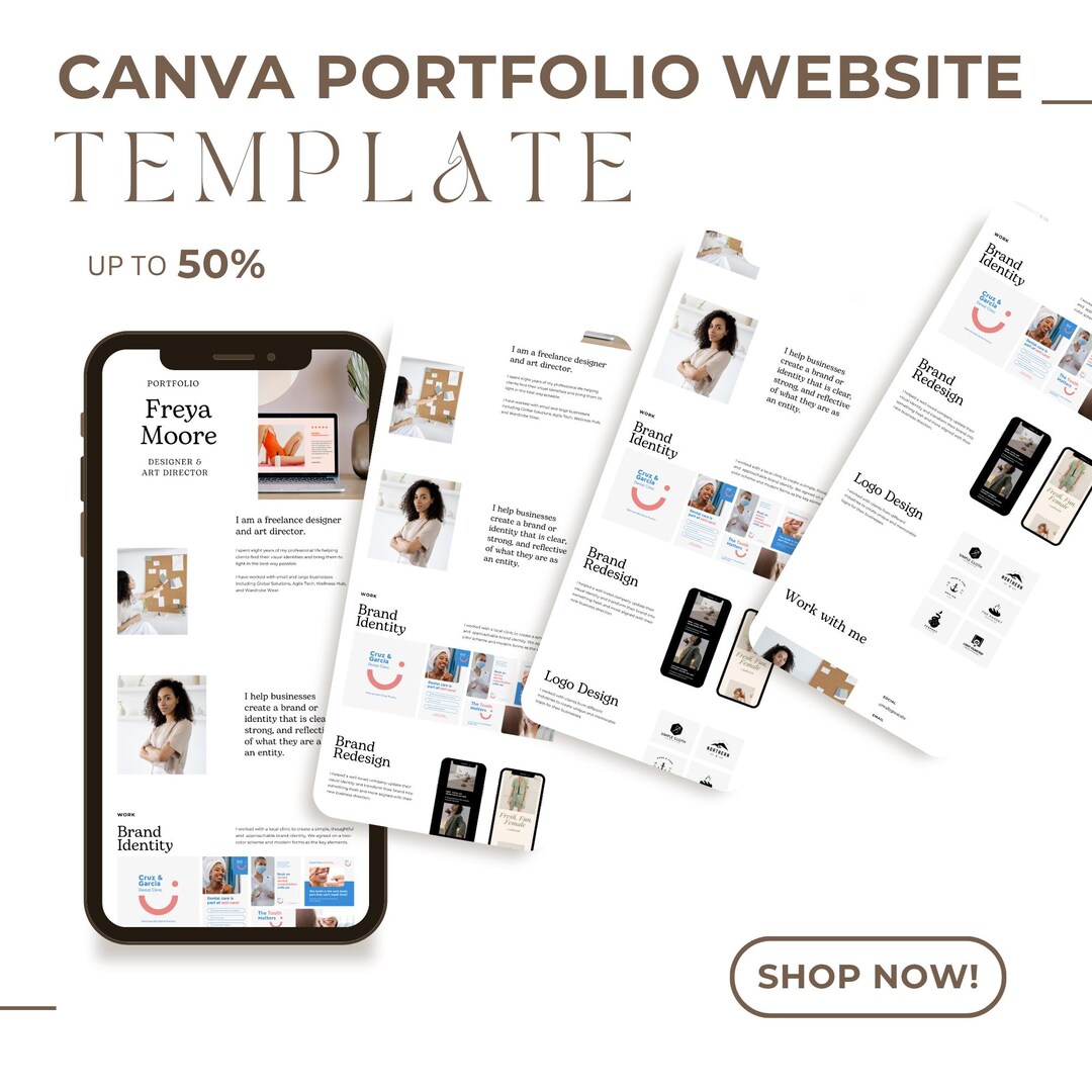 Canva Website Template for Designers & Freelancers | Editable Portfolio ...