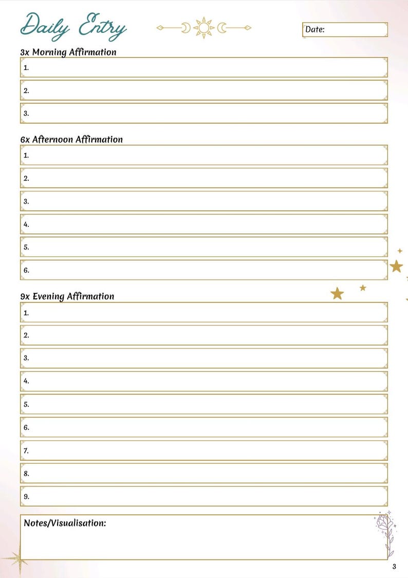 3-6-9 Manifestation Journal |printable Law of Attraction Journal PDF ...