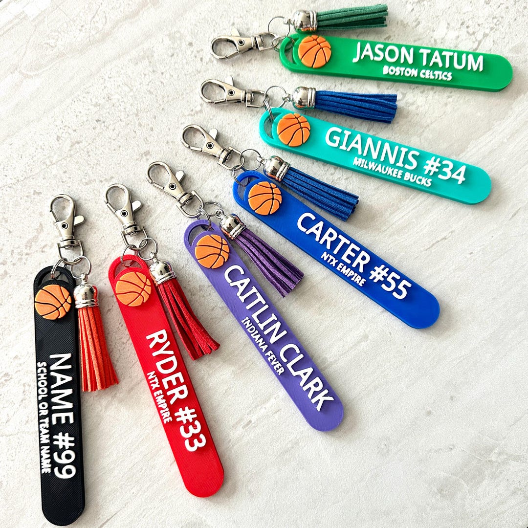 3D Printed Personalized Basketball Keychain, Custom Name, Team Colors ...