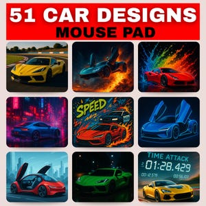 51 Car Mouse Pad Sublimation Design Bundle | Car Mouse Pad Templates | Printable Mouse Pad JPG Designs