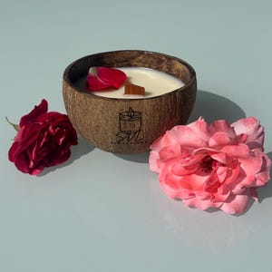 Natuurlijke handgemaakte kokosnootkaars, plantaardige was met vanillegeur, knisperende houten lont, milieuvriendelijke handgemaakte kaars,