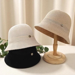 Women&#39;s Summer Knit Bucket Hat – Breathable Fisherman Cap | Vintage Style | Solid Color Sun Hat | Casual Boho Beach Accessories.