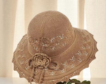 Handmade Summer Straw Sun Hat – Breathable Hollow Design | UV Protection Wide Brim Beach Hat | Outdoor Travel bucket Cap