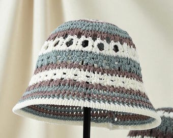 Sun Protection Straw Fishing Cap Breathable Hollow Weave Summer Style Women's Bucket Hat Face Covering Korean Version Yang Bowl.