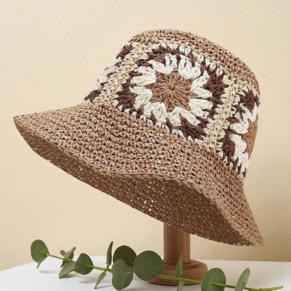 Women\'s Ruffled Flowers Summer Beach Hat Wide Brim Knitted Sun Hats Foldable Cap Elegant Crochet Straw Hat with Ruffle Detail, Foldable  main image 4