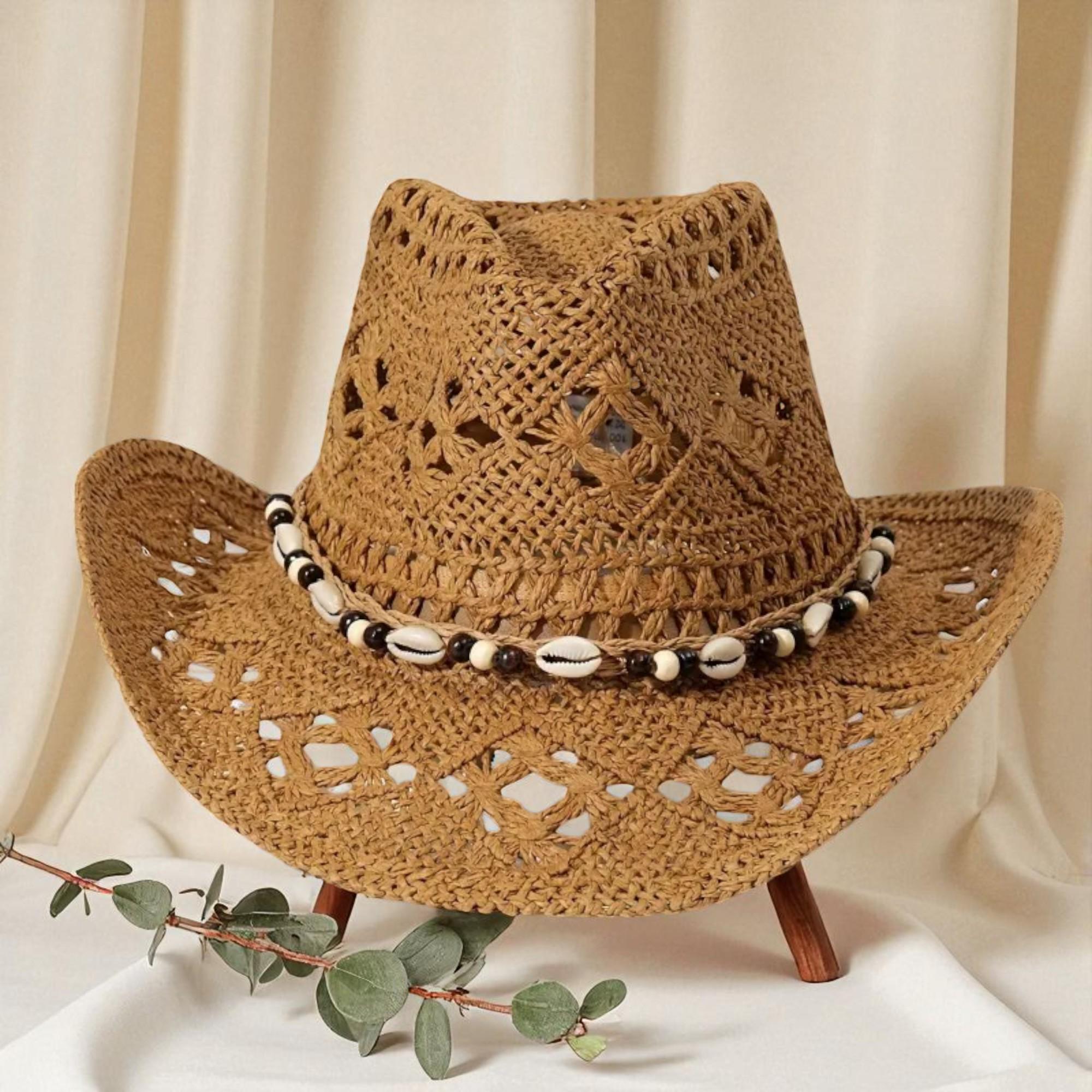Straw Cowboy Hat With Shells - Etsy display picture 1