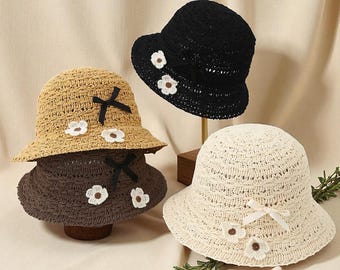 Bucket Hat Summer Sun Protection – Lightweight Breathable Beach Hat with Floral Design for Outdoor Travel & Vacation