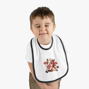 Adorable Cow Print Baby Bib, Cute Infant Feeding Bib, Animal Themed Bib, Perfect Baby Shower Gift, Fun Everyday Use, Cotton Jersey Bib
