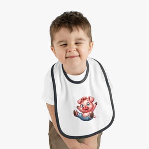 Cute Piggy Baby Bib, Personalized Baby Gift, Toddler Bib, Animal Print Bib, Baby Shower Gift, Fun Feeding Accessory