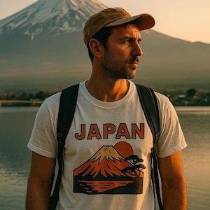 Japan Berg Fuji T-Shirt, Japan Berg Fuji Grafik T-Shirt, Japanisches Reise Shirt, Asien Urlaub Top, Besichtigungen Fernweh Bekleidung, Unisex