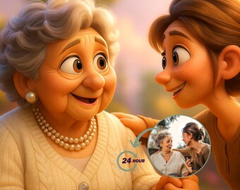 Portret in Pixar-stijl van Foto | Aangepaste cartoon 3D digitaal kunstwerk | Gepersonaliseerde illustratie van stel, familie en huisdier