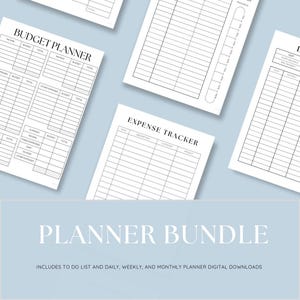 Printable Planner Bundle | Daily, Weekly, Monthly & To Do List | Minimalist Digital Planner PDF | Productivity Printable Organizer