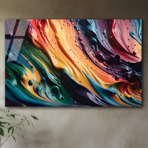 Colorful Modern Wall Art | Abstract Glass Art Print | Modern Glass Wall Art | Transparent Glass Print |Glass Picture | Wall Art for Home