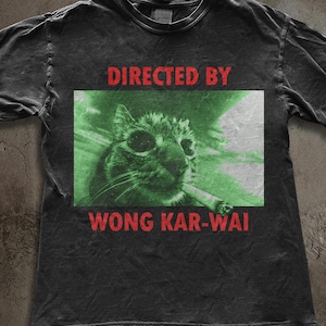 T-shirt avec un chat Wong Kar-Wai, style film indépendant