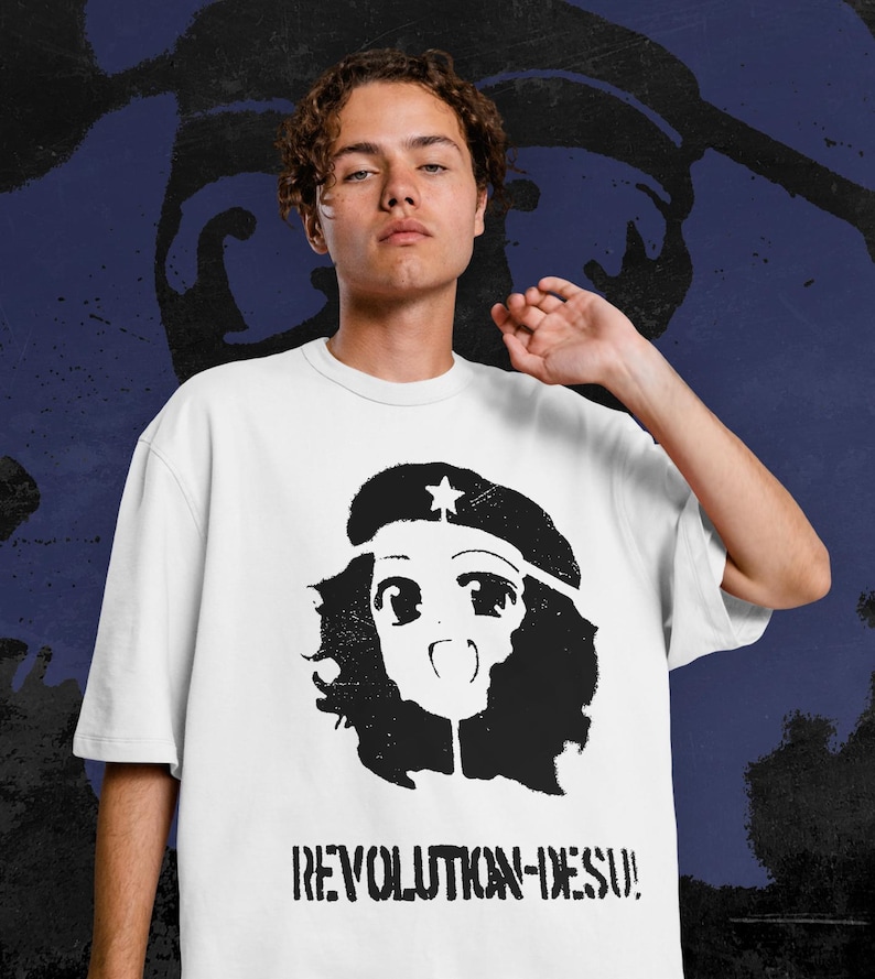 Revolution Desu Anime Meme Tee,Queer Radical Shirt, Leftist Meme Core Top, Y2K Grunge Anime Print, Alt Pride Clothing, Kawaii Punk image 7