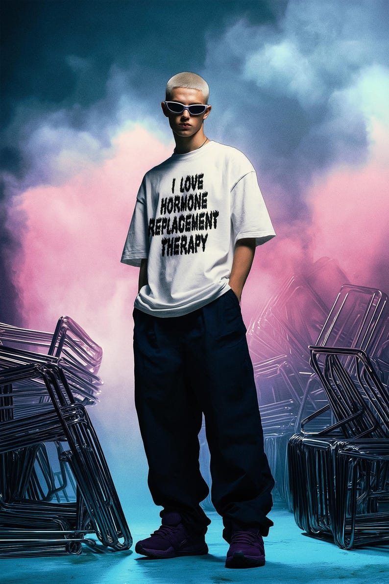 I Love Hormone Replacement Therapy Shirt, Metal Font Trans Pride Tee, Horror Slime Aesthetic Graphic, Gender Affirming Care Apparel image 8