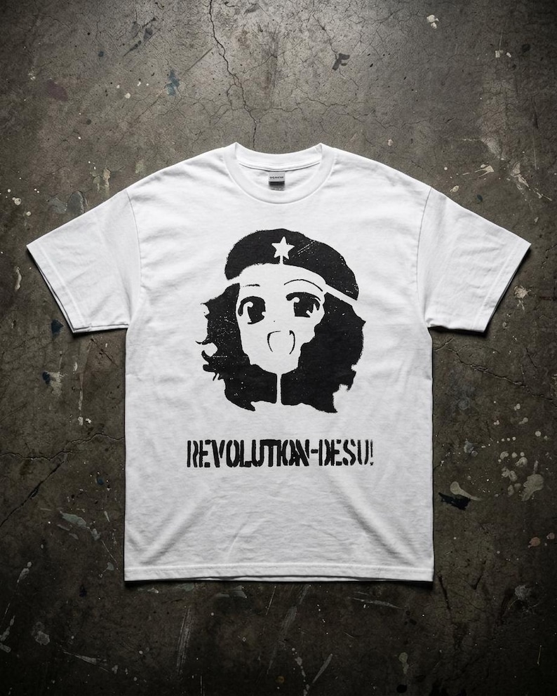 Revolution Desu Anime Meme Tee,Queer Radical Shirt, Leftist Meme Core Top, Y2K Grunge Anime Print, Alt Pride Clothing, Kawaii Punk image 2