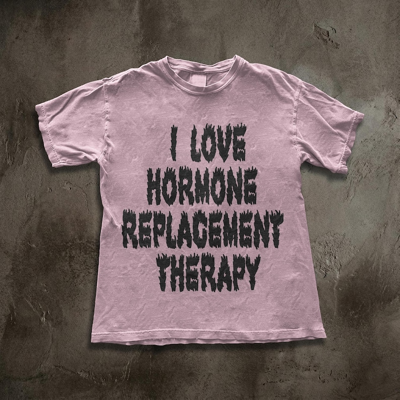 I Love Hormone Replacement Therapy Shirt, Metal Font Trans Pride Tee, Horror Slime Aesthetic Graphic, Gender Affirming Care Apparel image 4