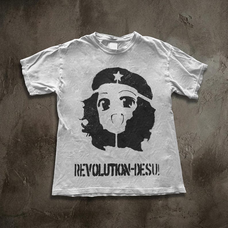 Revolution Desu Anime Meme Tee,Queer Radical Shirt, Leftist Meme Core Top, Y2K Grunge Anime Print, Alt Pride Clothing, Kawaii Punk image 1