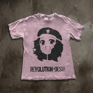 Revolution Desu Anime Meme Tee,Queer Radical Shirt, Leftist Meme Core Top, Y2K Grunge Anime Print, Alt Pride Clothing, Kawaii Punk image 3