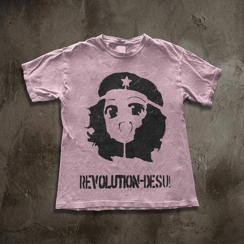 Revolution Desu Anime Meme Tee,Queer Radical Shirt, Leftist Meme Core Top, Y2K Grunge Anime Print, Alt Pride Clothing, Kawaii Punk image 3