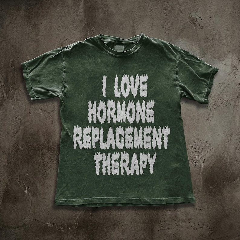 I Love Hormone Replacement Therapy Shirt, Metal Font Trans Pride Tee, Horror Slime Aesthetic Graphic, Gender Affirming Care Apparel image 3