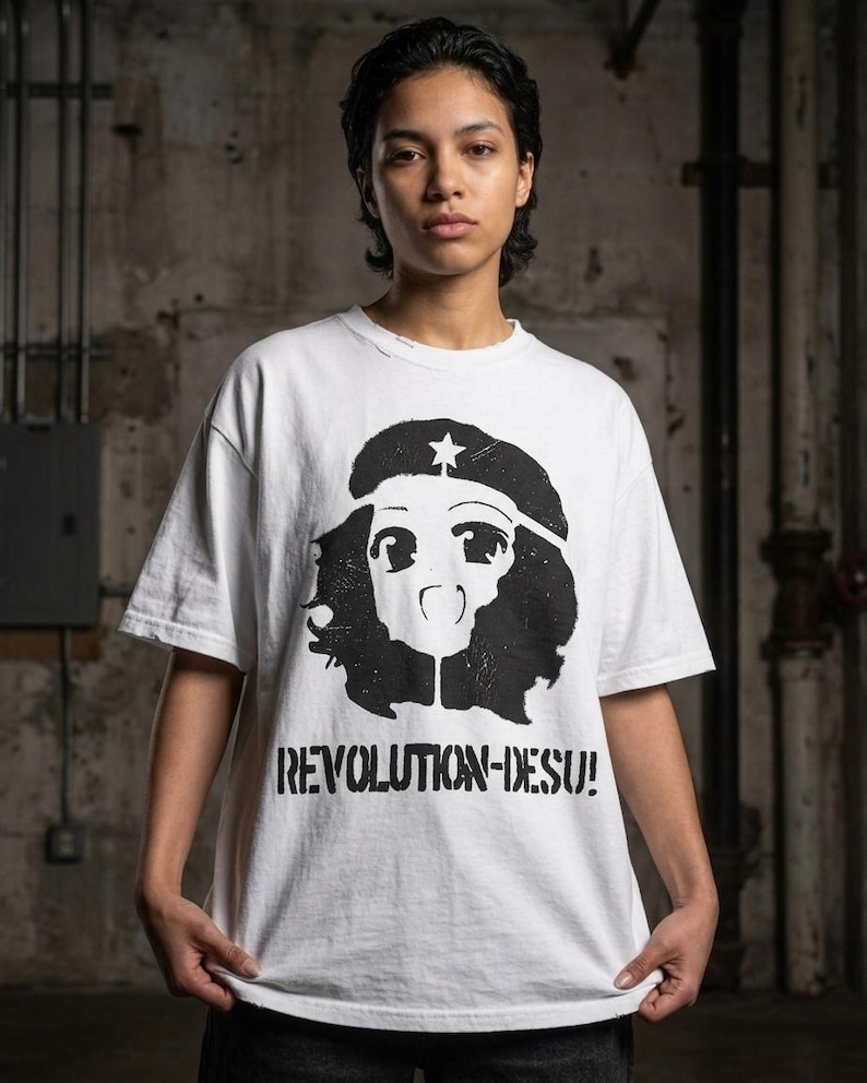 Revolution Desu Anime Meme Tee,Queer Radical Shirt, Leftist Meme Core Top, Y2K Grunge Anime Print, Alt Pride Clothing, Kawaii Punk image 8