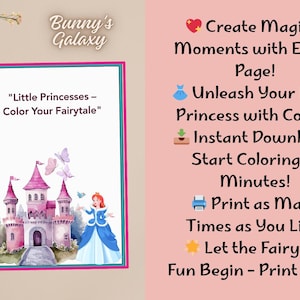 Princess Coloring Book for Kids, 20 Printable Pages, Digital Download, Fun Fairy Tale Activity Book, Coloring Sheets for Girls