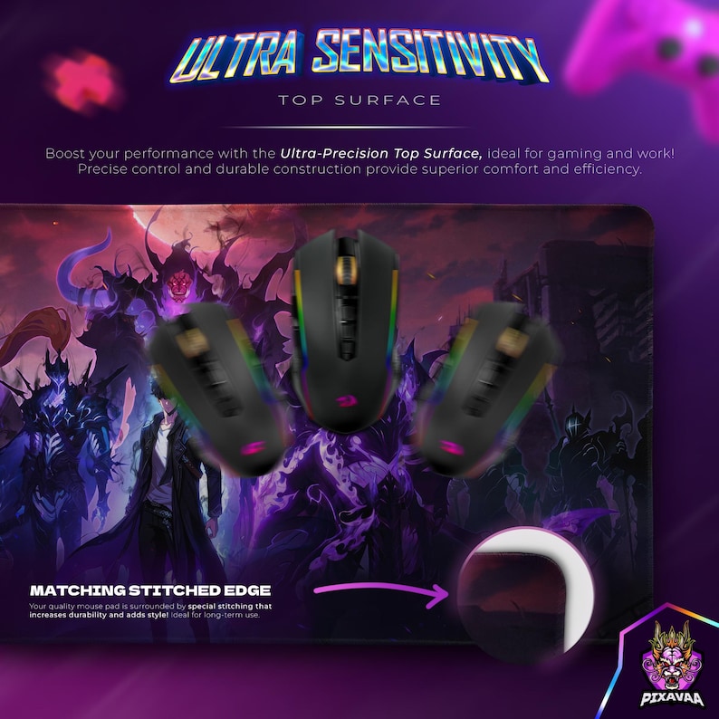 Solo Leveling Mouse Pad – Sung Jin-Woo with Shadow Army Art, Anime Desk Mat, Dungeon Hunter Decor, Otaku Gaming Gift
