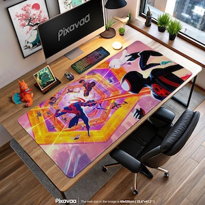 Spider-Verse Gaming Mouse Pad - Miles Morales & Gwen Desk Mat, Multiverse Spiderman Anime Style Art