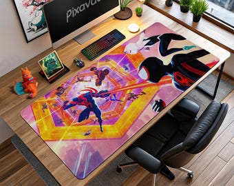 Spider-Verse Gaming Mouse Pad - Miles Morales & Gwen Desk Mat, Multiverse Spiderman Anime Style Art