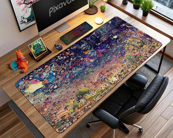 Kirby Dreamland Mouse Pad - Colorful Character Collage Gaming Desk Mat, Cute Nintendo Decor Gift for Fans