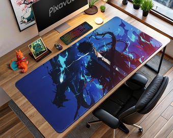 Sung Jin-Woo Shadow Dragon Mouse Pad - Solo Leveling Anime Art, Dark Aura Gaming Desk Mat, Hunter Anime Gift for Fans