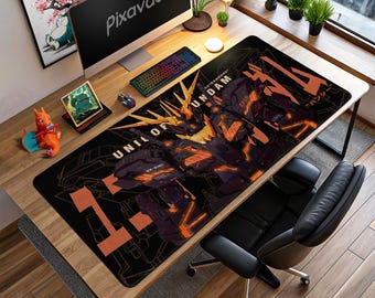 Unicorn Gundam Banshee Mouse Pad - RX-0 Mecha Gaming Desk Mat with Orange Psycho Frame, Anime Mech Gift Decor