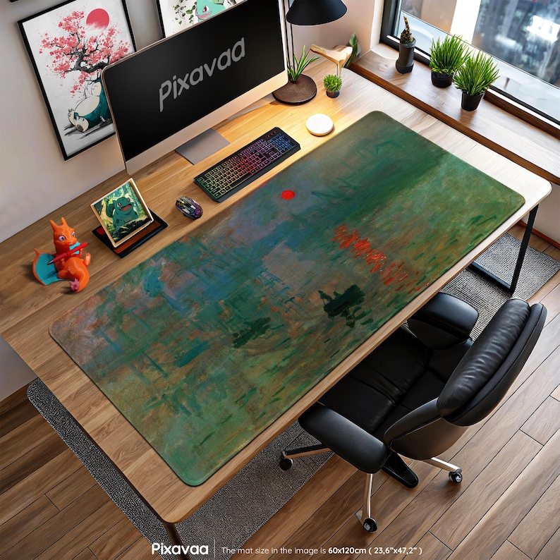 Claude Monet Sunrise Mouse Pad – Impressionist Art Desk Mat, Fine Art Gaming Pad, Classic Decor Gift for Art Lovers
