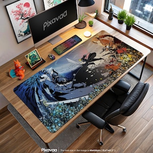 Cloud Strife Final Fantasy VII Mouse Pad - Heroic Buster Sword Pose Gaming Desk Mat, Midgar Skyline Anime Decor, FF7 Gamer Gift