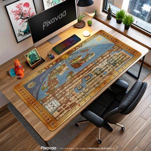 Hyrule-muismat wereldkaart - vintage Zelda Overworld-gamingmat, fantasy-avonturenbureaukunst, link fan cadeau-decor