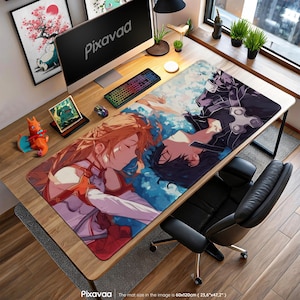 Kirito & Asuna Mouse Pad - Sword Art Online Romantic Anime Scene, SAO Couple Gaming Desk Mat, Aesthetic Gift