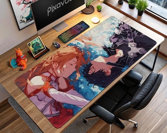 Alfombrilla de ratón Kirito y Asuna - Escena romántica del anime Sword Art Online, alfombrilla de escritorio para juegos de pareja de SAO, regalo estético