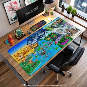 Super Mario World Map Mouse Pad - Colorful Overworld Gaming Mat, Mushroom Kingdom Desk Decor, Mario Gamer Gift