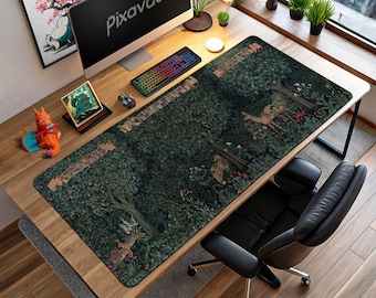 William Morris Forest Mouse Pad – Medieval Tapestry Desk Mat, Arts & Crafts Style, Vintage Nature Decor, Gift for Artists
