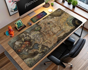 Elden Ring Map Mouse Pad - Detailed Lands Between Gaming Mat, Grace Site Explorer Desk Mat, Soulslike Gamer Gift