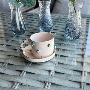 Handgemachte türkische Keramikkaffeetasse: Evil Eye Nazar Design