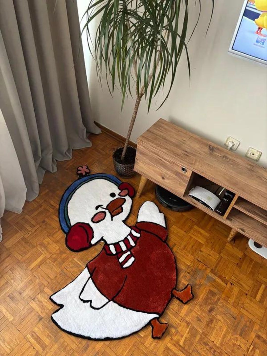 Hand Tufted Duck Rug – Cute Duck Character Wall Decor – Handmade ...