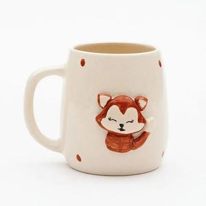 3D Fox Mug – Handmade Ceramic Coffee Cup 400ml – Nature Inspired Gift – Woodland Animal Lover – Unique Handcrafted Fox Tea Mug