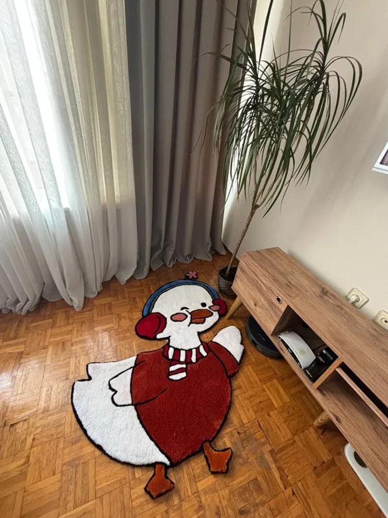Hand Tufted Duck Rug – Cute Duck Character Wall Decor – Handmade ...