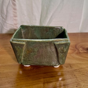 Handmade Ceramic Berry Basket (green blue glaze)